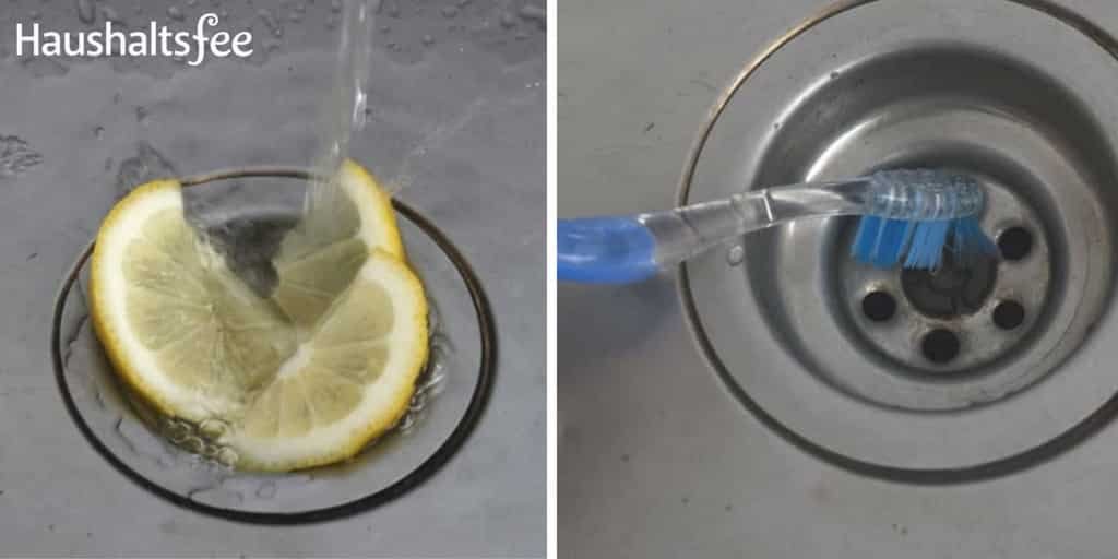 Spüle reinigen mit einer Zitronenscheibe